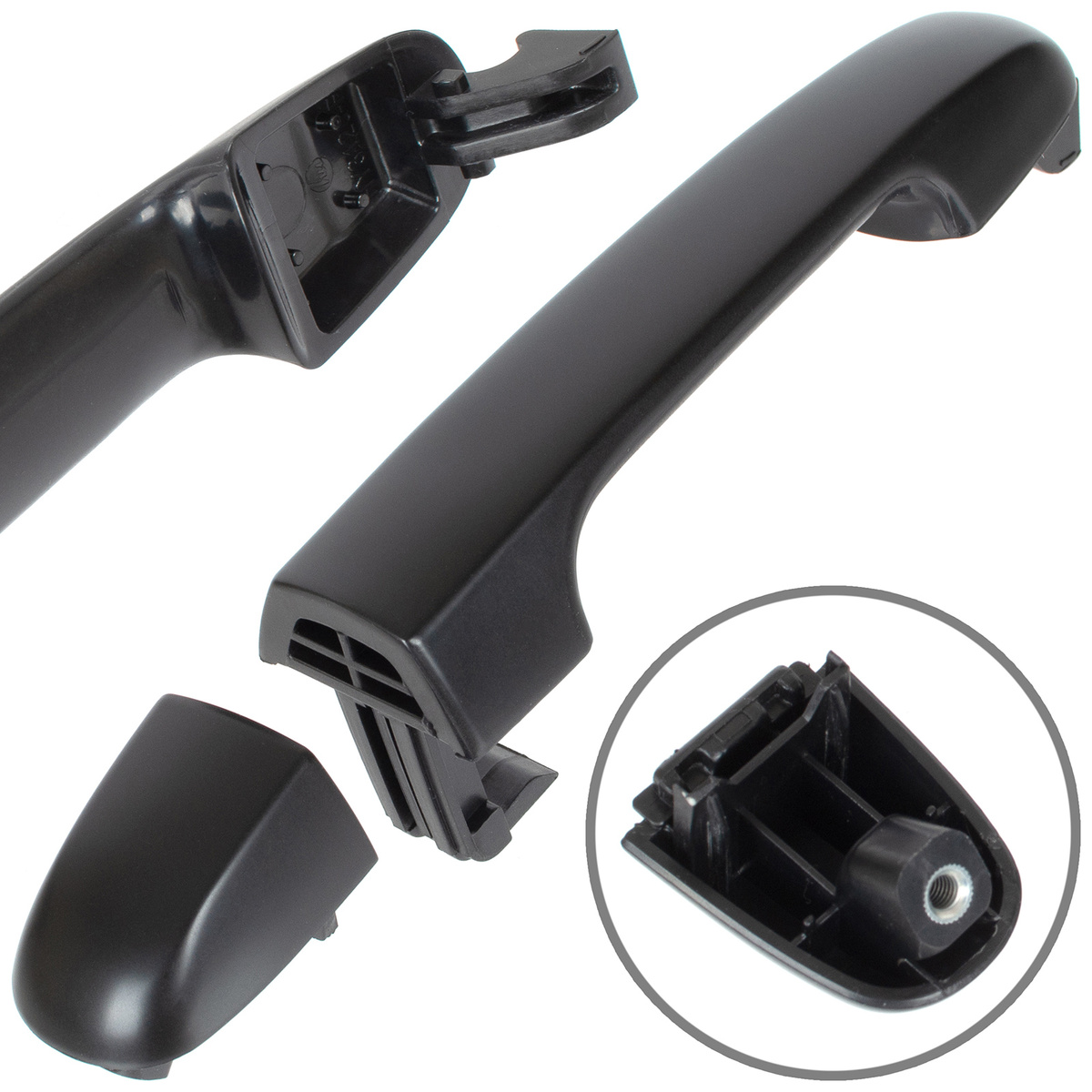 Hyundai i20 08-15 klamka zewnętrzna przednia CZARNA BEZ OTWORU prawa
