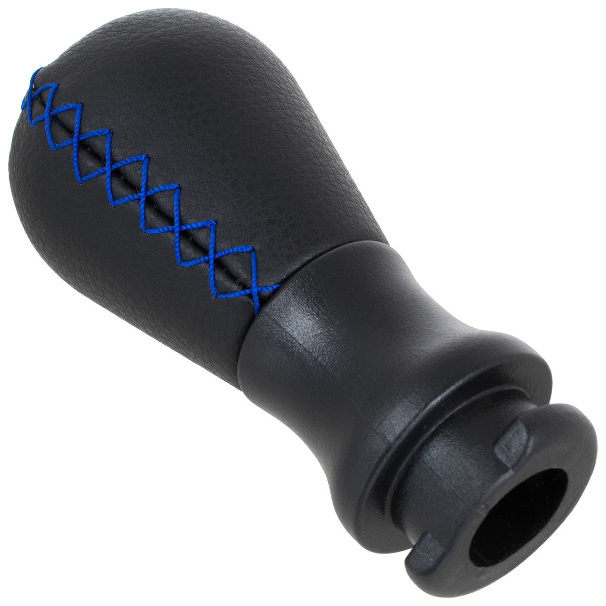 Peugeot 206 / 206+ gałka zmiany biegów CZARNA SKÓRA + NIEBIESKA NITKA 5 BIEGÓW + adapter / przejściówka dźwigni drążka gałki zmiany biegów 2 szt. KPL