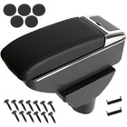 Hyundai i20 I 08-14 podłokietnik ze schowkiem CZARNA EKOSKÓRA + zestaw montażowy