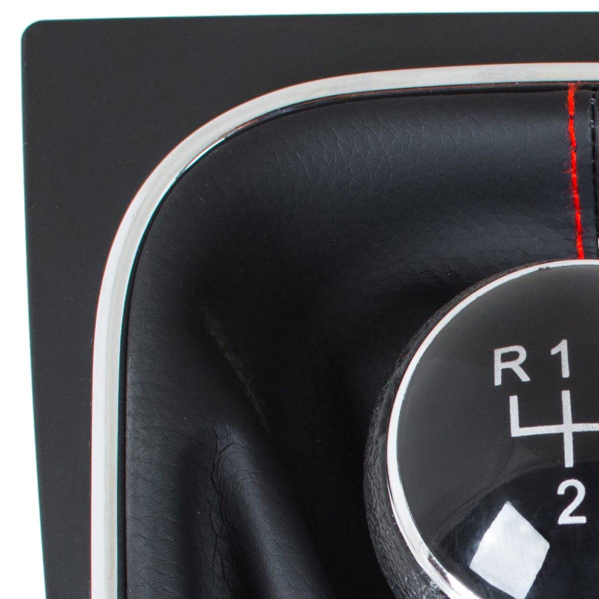VW Jetta 06-12 gałka zmiany biegów + CZARNY mieszek z CZERWONĄ nitką i ramką CHROM 6 BIEGÓW