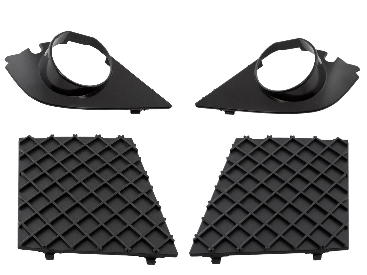 BMW 5 E60 E61 03-10 Zestaw 2 Ramek halogenów i 2 kratek zderzaka (4 szt. kpl)