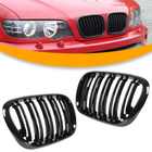 BMW X5 E53 99-03 atrapy między reflektory (nerki) lewa + prawa kpl. DOUBLE SLAT GLOSSY BLACK
