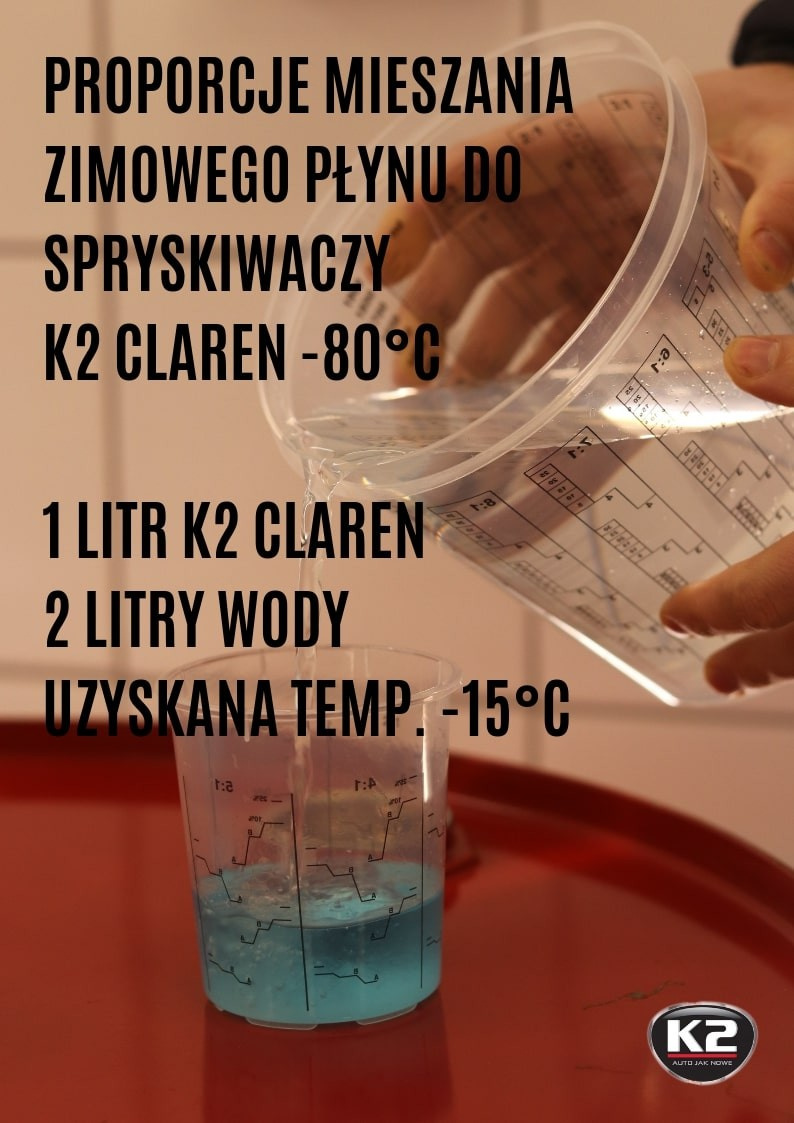 Koncentrat płynu do spryskiwaczy zimowy K2 CLAREN -80°C 1L K611