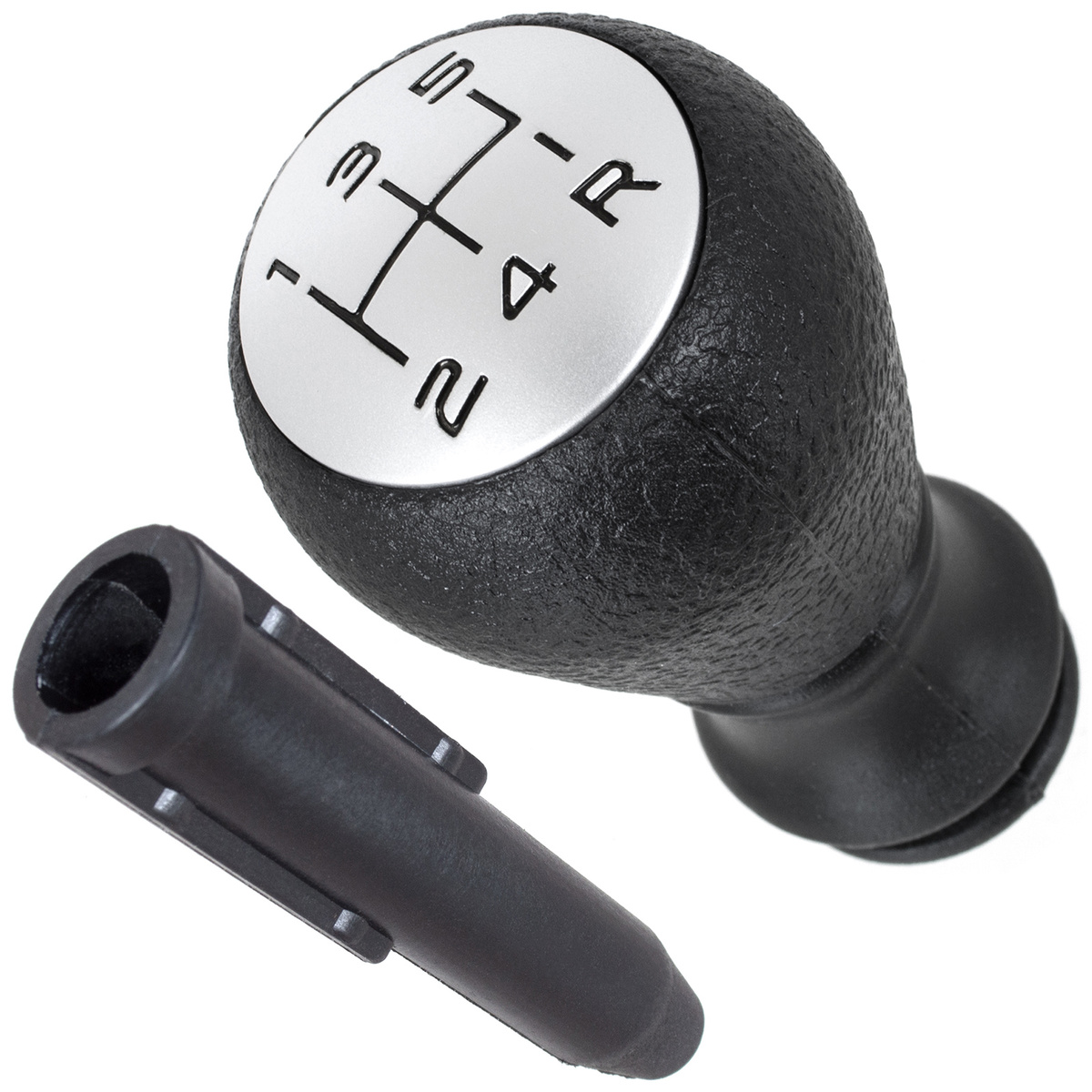 Peugeot 407 gałka zmiany biegów CZARNA + SILVER CZARNY SCHEMAT + adapter / przejściówka dźwigni drążka gałki zmiany biegów 2 szt. KPL