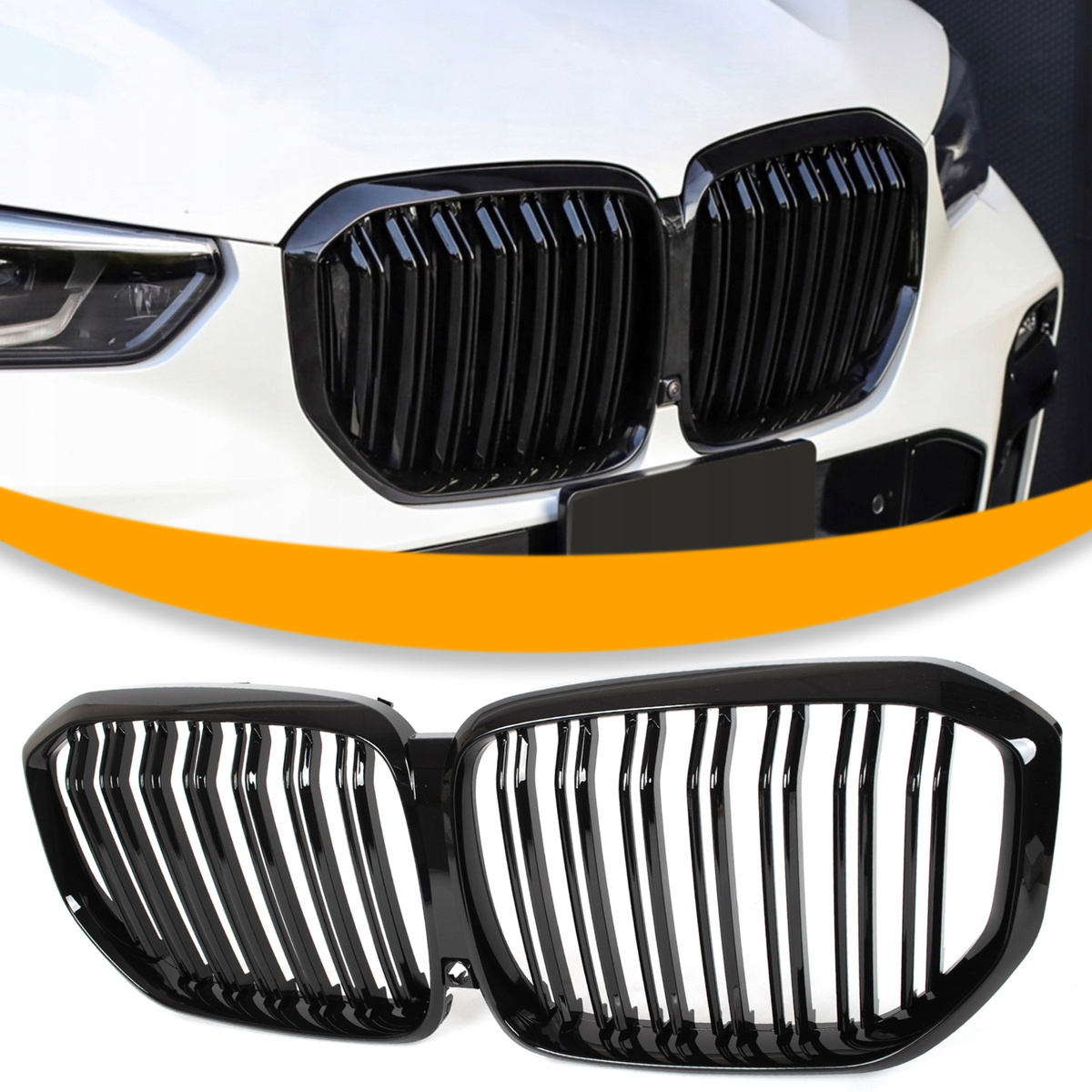 BMW X5 G05 2019- atrapa między reflektory (nerki) BLACK GLOSSY DOUBLE BAR