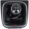 VW Golf VI 08-12 gałka zmiany biegów + CZARNY mieszek z CZERWONĄ nitką i ramką CHROM 5 BIEGÓW