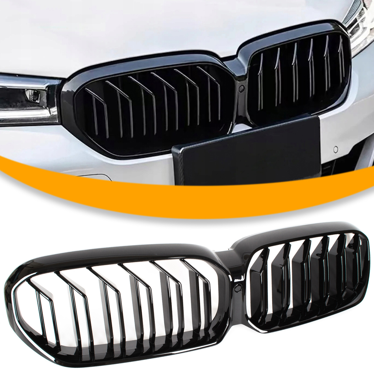 BMW 5 G30 G31 LCI 2020- atrapa między reflektory (nerki) BLACK GLOSSY DOUBLE BAR
