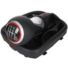 Audi A3 8P 03-12 gałka zmiany biegów CZARNA EKOSKÓRA + SILVER 6 BIEGÓW + mieszek CZARNY Z CZERWONĄ NITKĄ