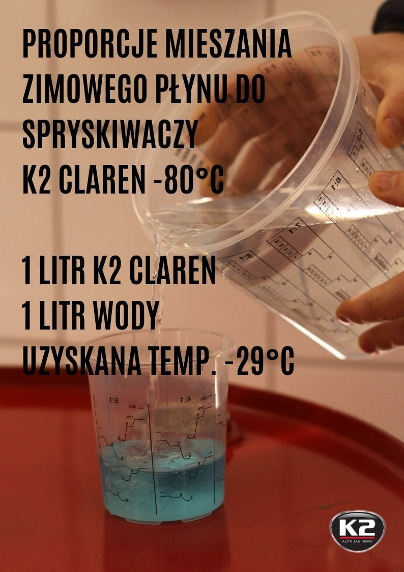 Koncentrat płynu do spryskiwaczy zimowy K2 CLAREN -80°C 1L K611