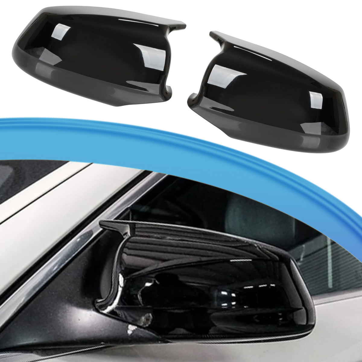 BMW 5 F10 F11 09-13 nakładka lusterka BLACK GLOSSY lewa + prawa 2 szt. KPL