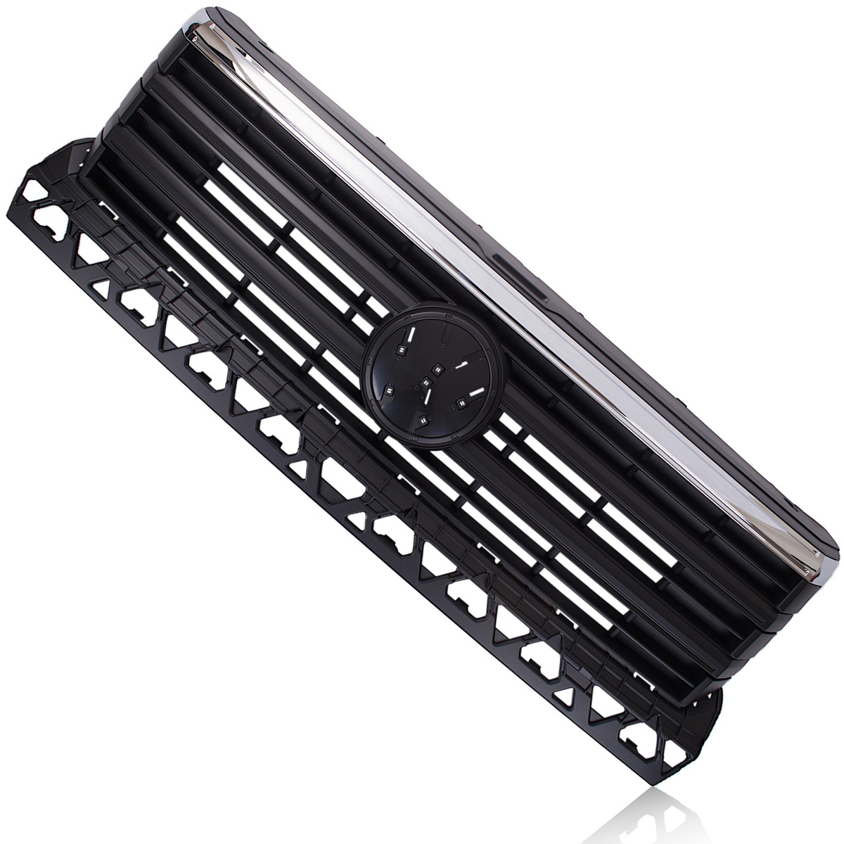 VW Crafter 2018- atrapa między reflektory (grill) CZARNA z chromowaną listwą