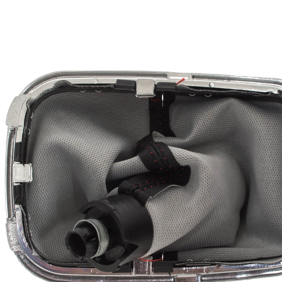 VW Golf IV 97-03 gałka zmiany biegów + mieszek z CZERWONĄ nitką i ramką CHROM 5 BIEGÓW OTWÓR 12MM