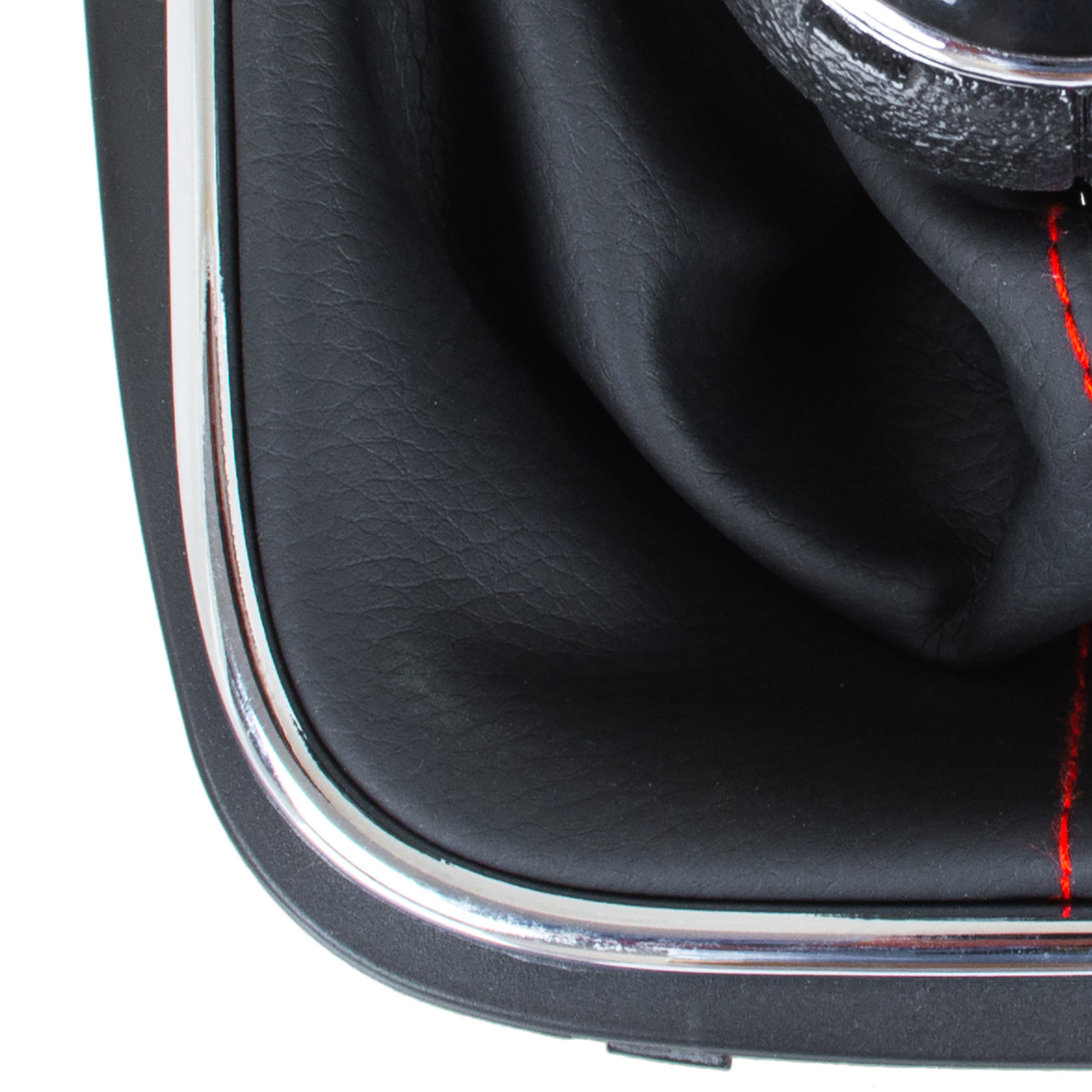 VW Golf VI 08-12 gałka zmiany biegów + CZARNY mieszek z CZERWONĄ nitką i ramką CHROM 6 BIEGÓW