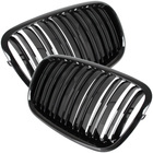 BMW X6 E71 07-14 atrapy między reflektory (nerki) lewa + prawa kpl. BLACK GLOSSY DOUBLE BAR