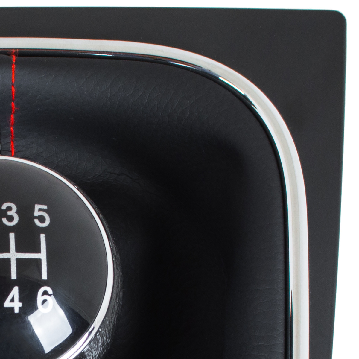 VW Golf VI 08-12 gałka zmiany biegów + CZARNY mieszek z CZERWONĄ nitką i ramką CHROM 6 BIEGÓW