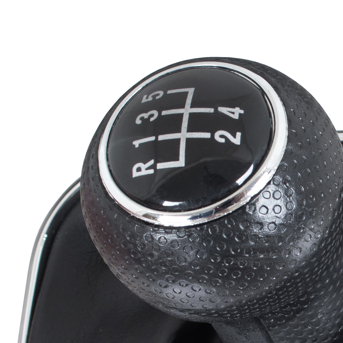 VW Golf IV 97-03 gałka zmiany biegów CZARNA + mieszek z ramką CHROM 5 BIEGÓW OTWÓR 23MM